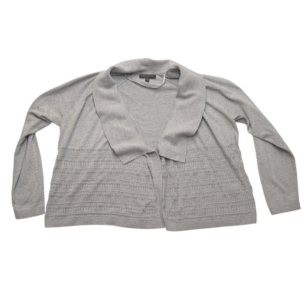 Banana‎ Republic Cardigan Womens Large Gray Shawl Collar Pointelle Knit